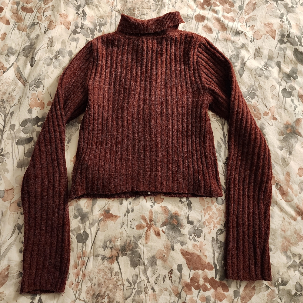 William Rast Burgundy Ribbed Sweater - Picture 2 of 5